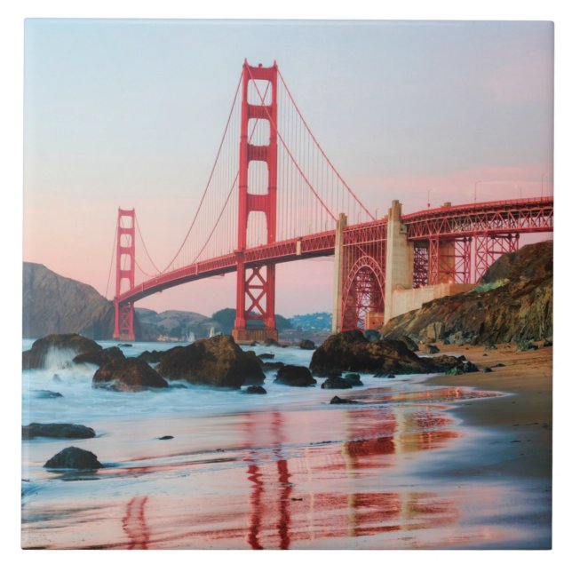 Golden gate bridge throw pillow ceramic tile (Front)