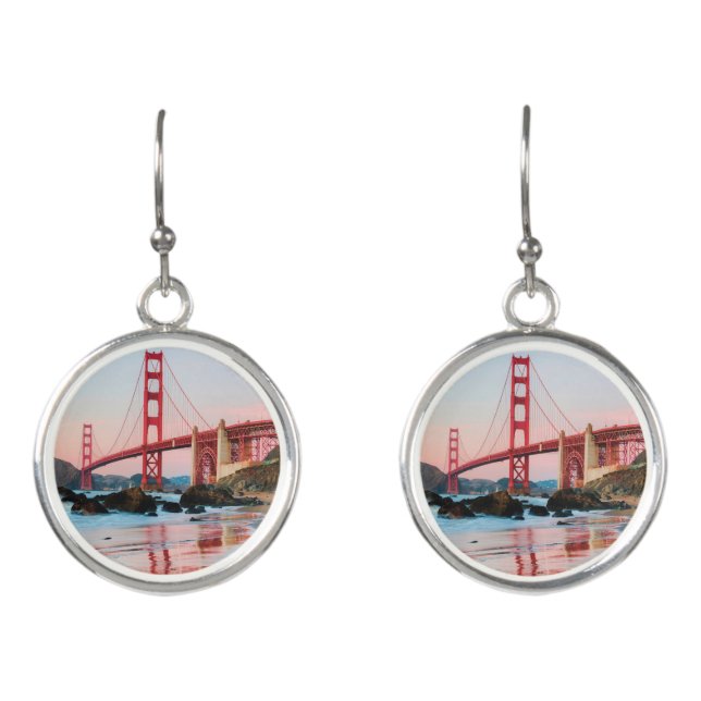 Golden gate bridge throw pillow earrings (Front)