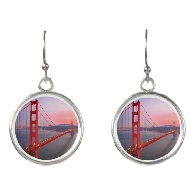 Golden gate bridge throw pillow earrings (Front)