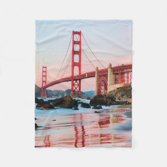 Golden gate bridge throw pillow fleece blanket (Front)