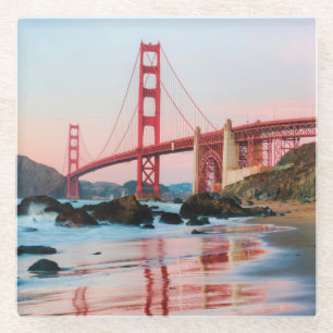 Golden gate bridge throw pillow glass coaster