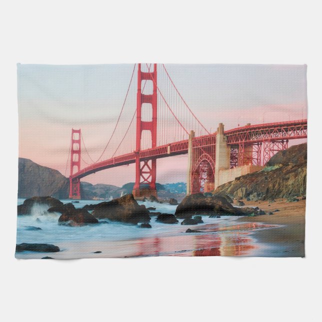 Golden gate bridge throw pillow kitchen towel (Horizontal)