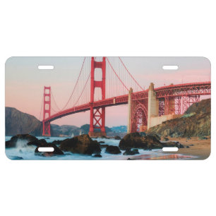 Golden gate bridge throw pillow license plate