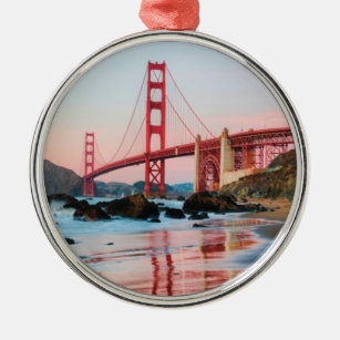 Golden gate bridge throw pillow metal ornament