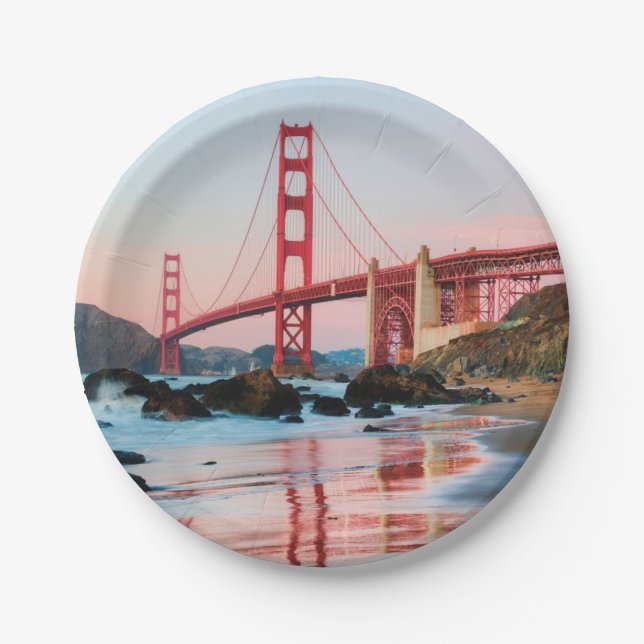 Golden gate bridge throw pillow paper plates (Front)