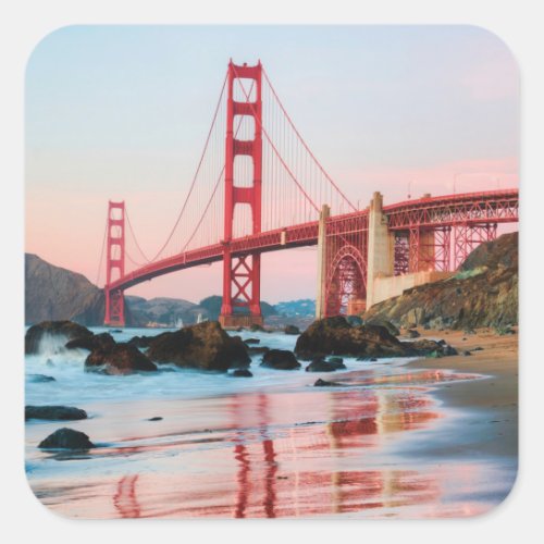 Golden gate bridge throw pillow square sticker