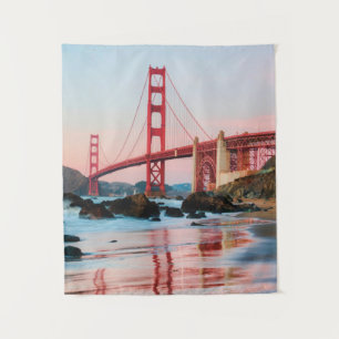 Golden gate bridge throw pillow tapestry