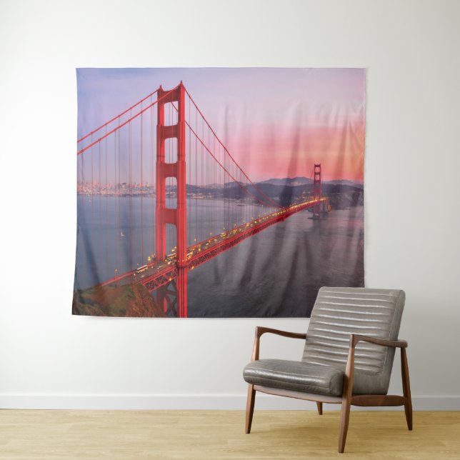 Golden gate bridge throw pillow tapestry (In Situ (Horizontal))