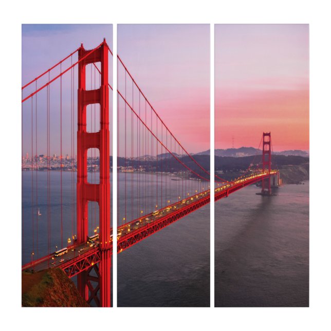Golden gate bridge throw pillow triptych (Front)