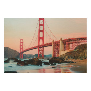Golden gate bridge throw pillow wood wall art