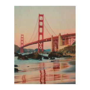 Golden gate bridge throw pillow wood wall art