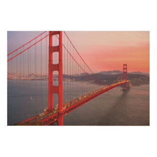 Golden gate bridge throw pillow wood wall art