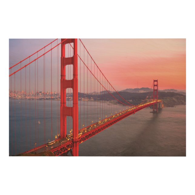 Golden gate bridge throw pillow wood wall art (Front)