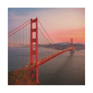 Golden gate bridge throw pillow wood wall art