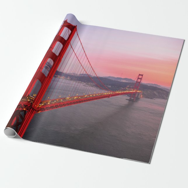 Golden gate bridge throw pillow wrapping paper (Unrolled)