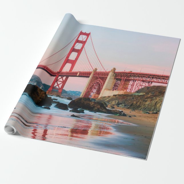 Golden gate bridge throw pillow wrapping paper (Unrolled)