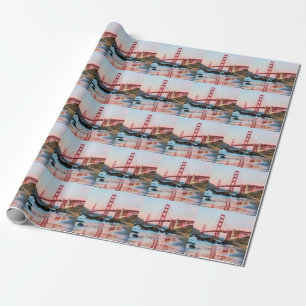 Golden gate bridge throw pillow wrapping paper