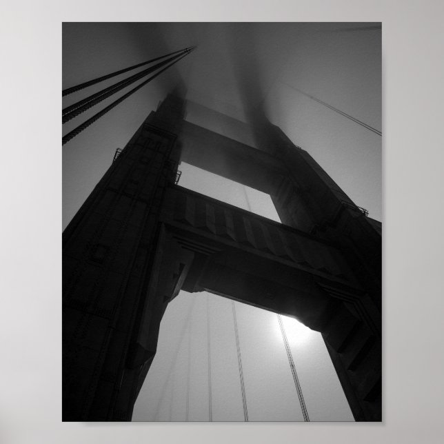 Golden Gate Bridge Tower in Fog - San Francisco Poster (Front)