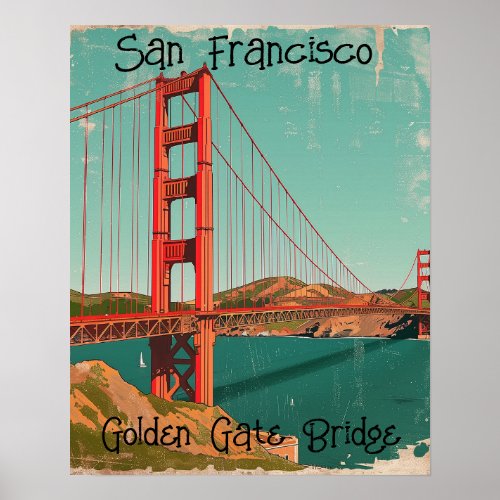 Golden Gate Bridge Vintage Travel Poster