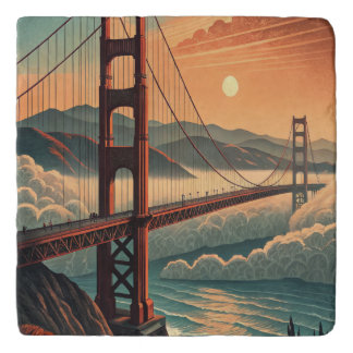 Golden Gate Bridge Vintage Travel Poster Trivet