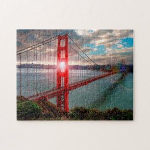 Golden Gate Bridge with Sun Shining through. Jigsaw Puzzle
