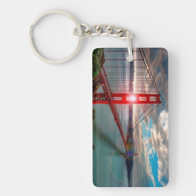 Golden Gate Bridge with Sun Shining through. Keychain (Front)