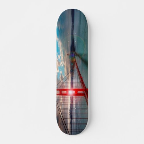 Golden Gate Bridge with Sun Shining through Skateboard Deck