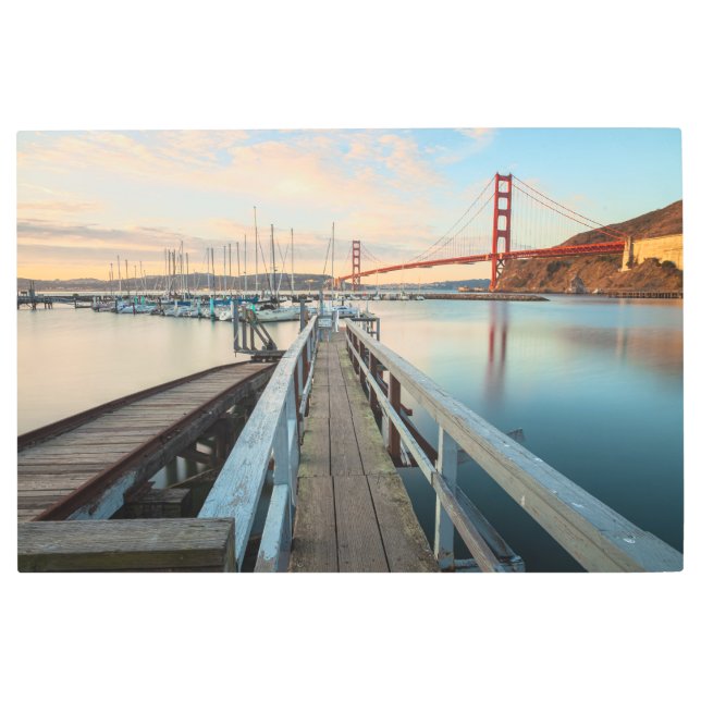 Golden Gate From Wooden Pier Metal Print (Front)