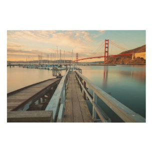 Golden Gate From Wooden Pier Wood Wall Art