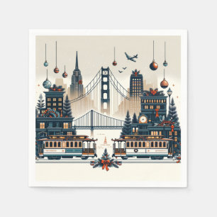 Golden Gate Holiday Magic San Francisco Christmas Napkins