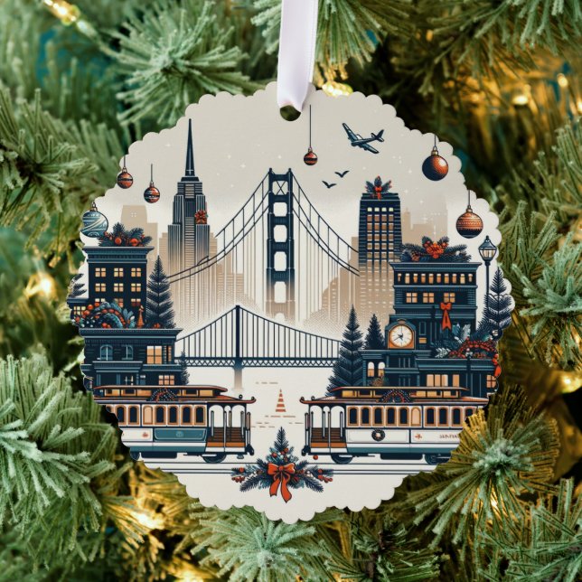 Golden Gate Holiday Magic San Francisco Christmas Ornament Card (Insitu (Tree))