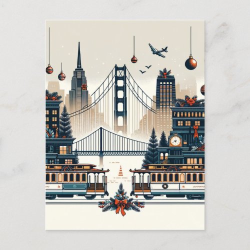 Golden Gate Holiday Magic San Francisco Christmas Postcard