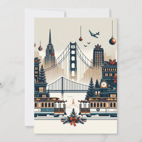 Golden Gate Holiday Magic San Francisco Christmas Thank You Card
