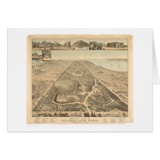 Golden Gate Park Panoramic Map 1892 (0644A) Cards (Front Horizontal)