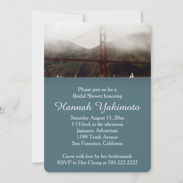 Golden Gate San Francisco Bridal Shower Invitation (Front)