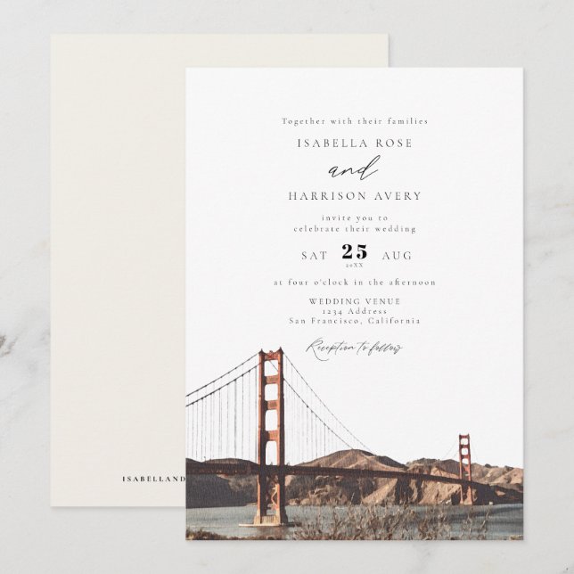 Golden Gate San Francisco California Wedding Invitation (Front/Back)