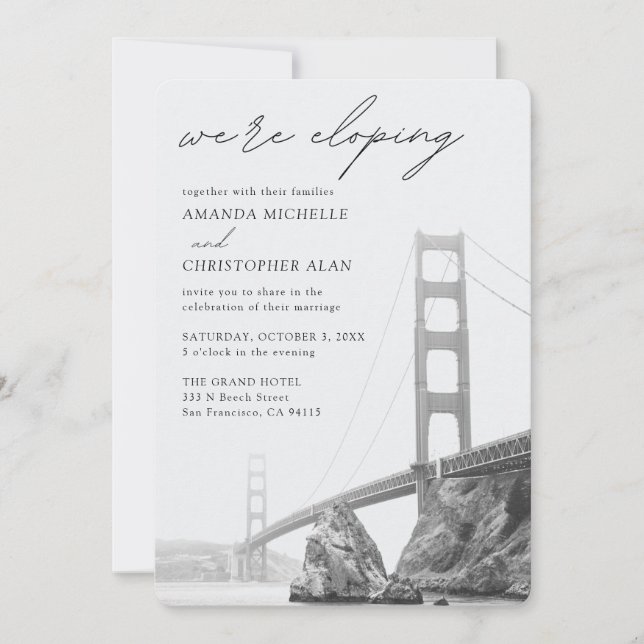 Golden Gate San Francisco Elopement Invitation (Front)