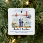 Golden Gate, San Francisco, Watercolor Travel Art Ceramic Ornament<br><div class="desc">Golden Gate Bridge,  San Francisco,  United States Watercolor Travel Art Ceramic Ornament. Personalize with your own text. This is another 100% original Snuggle Hamster Designs.

#TravelSouvenirOrnaments,  #HandmadeTravelKeepsakes,  #DestinationThemedOrnaments,  #OrnamentsForTravelLovers,  #UniqueTravelGiftOrnaments,  #CustomTravelOrnaments,  #TravelInspiredDecorations,  #WorldTravelCollectibles,  #OrnamentsForTravelers,  #PersonalizedTravelOrnaments</div>
