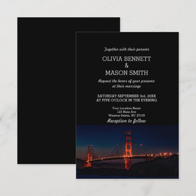 Golden Gate San Francisco Wedding Invitation (Front/Back)