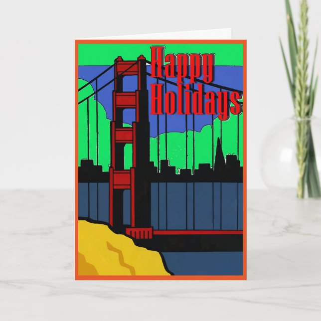 Golden Gate San Fransisco, Christmas Holiday Card (Front)