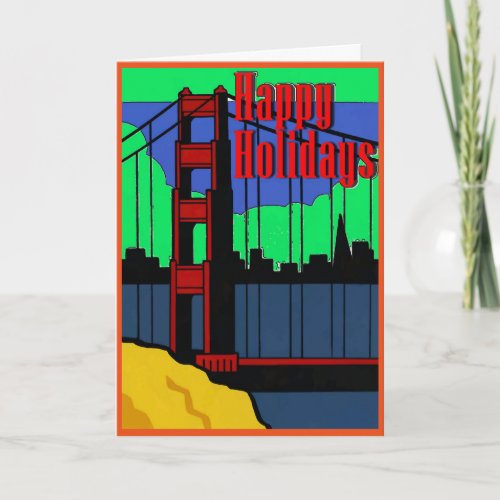 Golden Gate San Fransisco Christmas Holiday Card