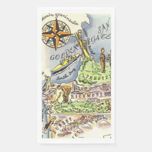 Golden Gate SF Illustrated Guest Towel (Front)