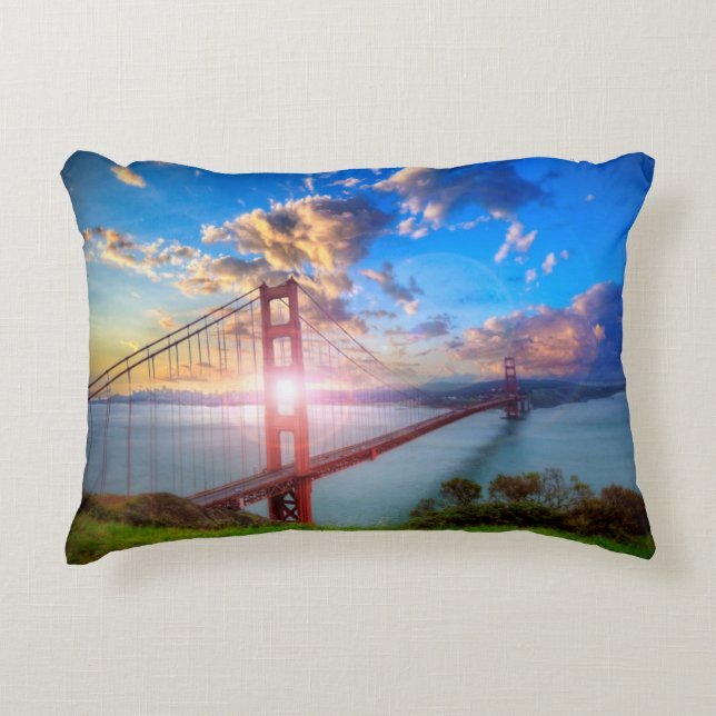 Golden Gate Sunrise Decorative Pillow (Front)