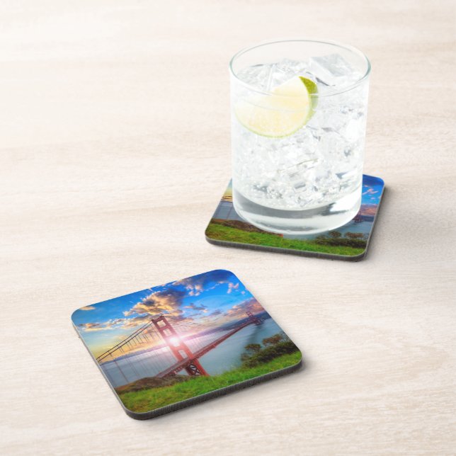 Golden Gate Sunrise Drink Coaster (Right Side)
