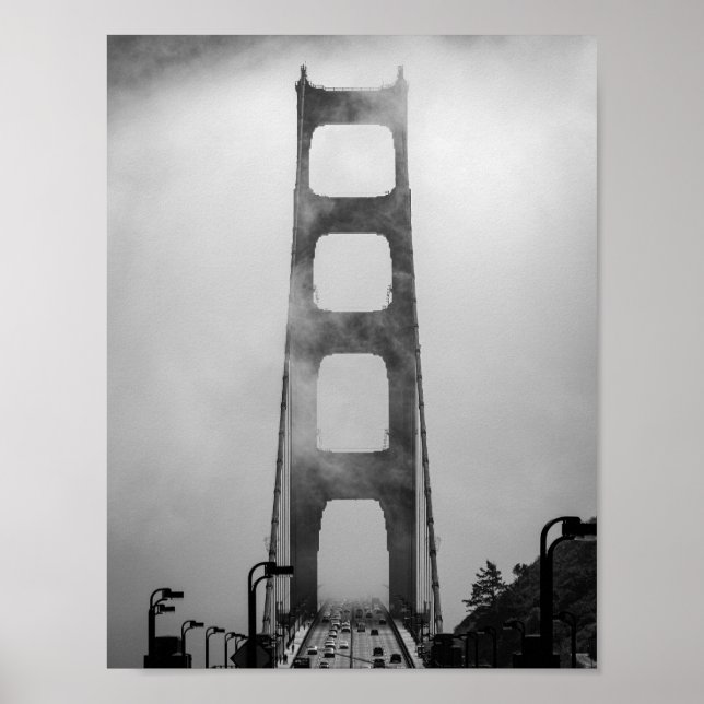 Golden Gate Traffic Shrouded in Fog -San Francisco Poster (Front)