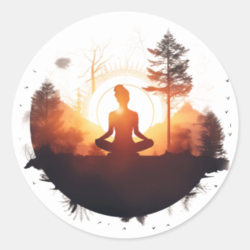 Golden Gateway | Sunset Meditation Classic Round Sticker