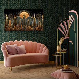 Golden Gatsby Glamour Cityscape Acrylic Print