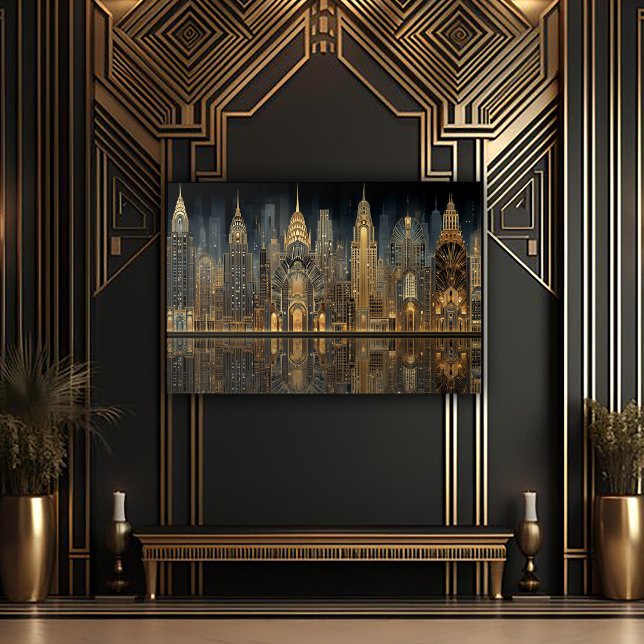 Golden Gatsby Glamour Cityscape with Reflection Acrylic Print (Creator Uploaded)