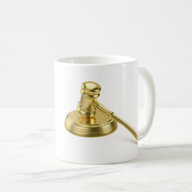 Golden gavel coffee mug (Front Right)