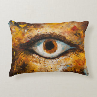 Golden Gaze – Abstract Eye Art Accent Pillow